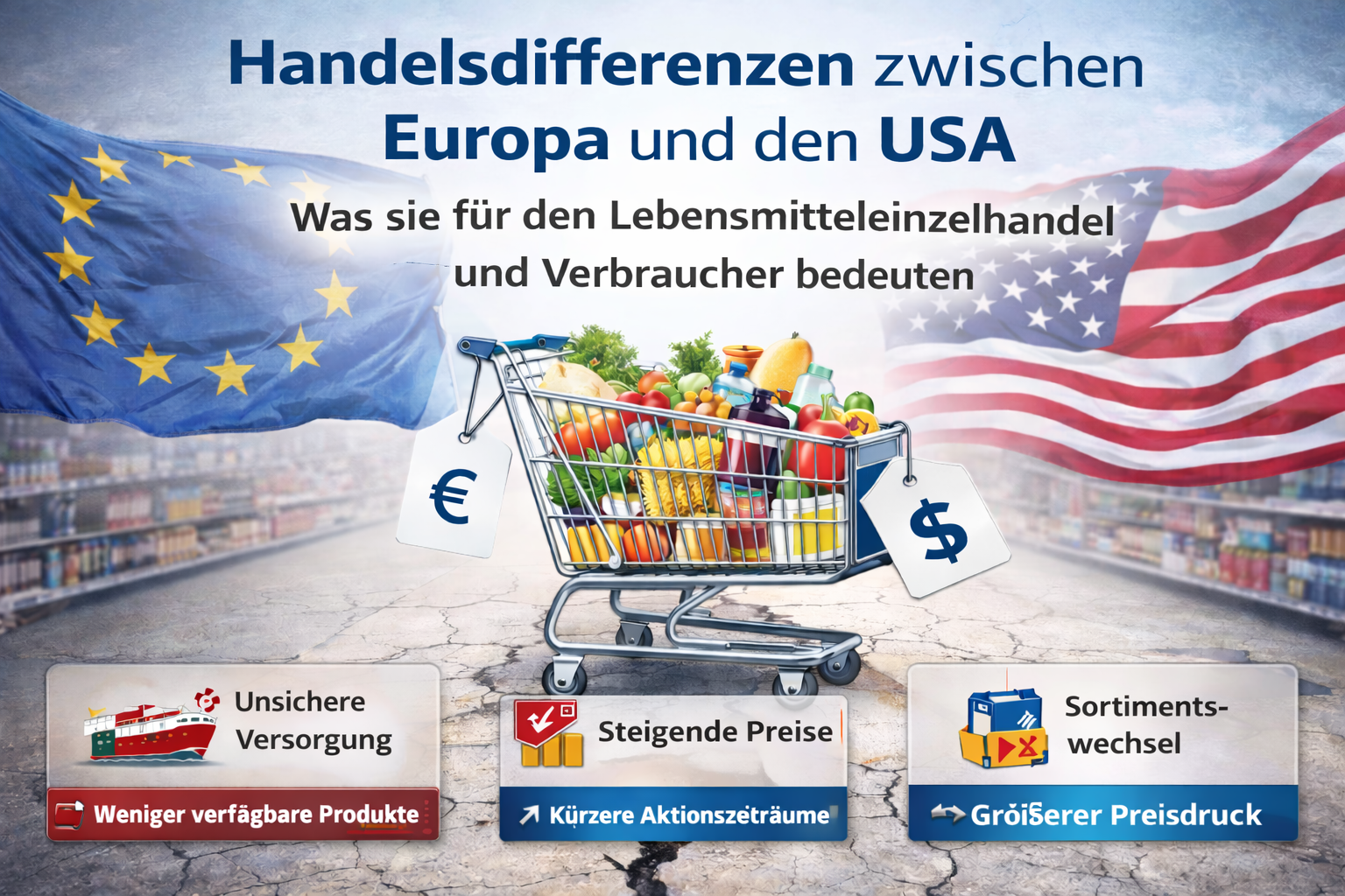 Handelsdifferenzen zwischen Europa und den USA: Was sie für den Lebensmitteleinzelhandel und Verbraucher bedeuten